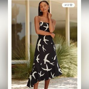 Celandine wool + nature Anthropologie Black and White Strapless Dress